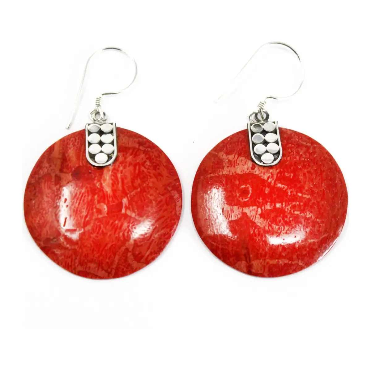 925 silver disc earrings with a smooth shining finish