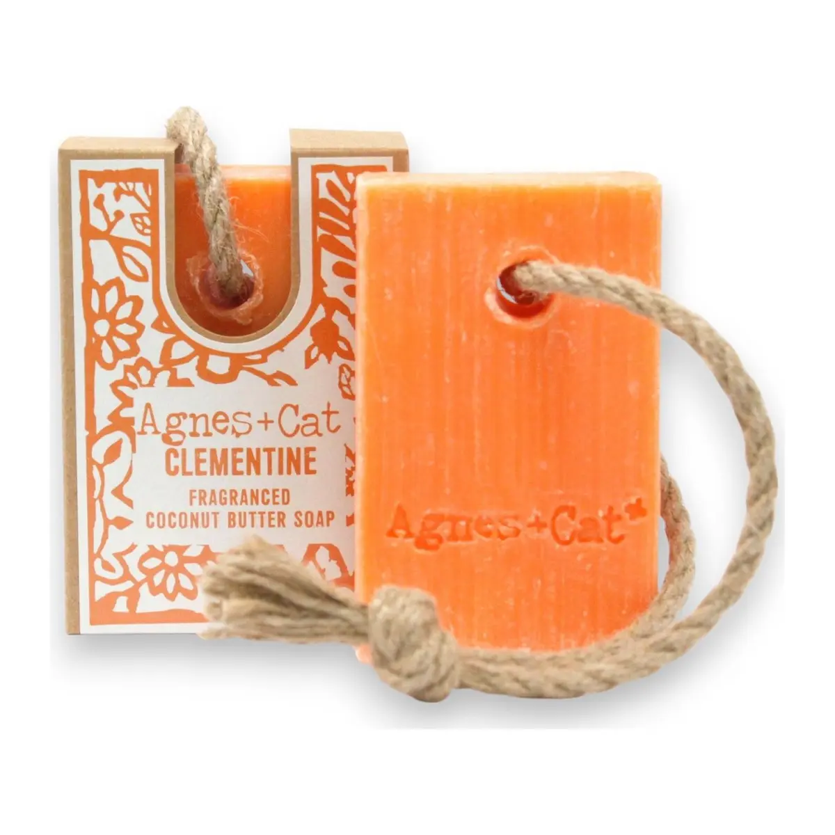 Clementine soap on a rope by Agnes + Cat
