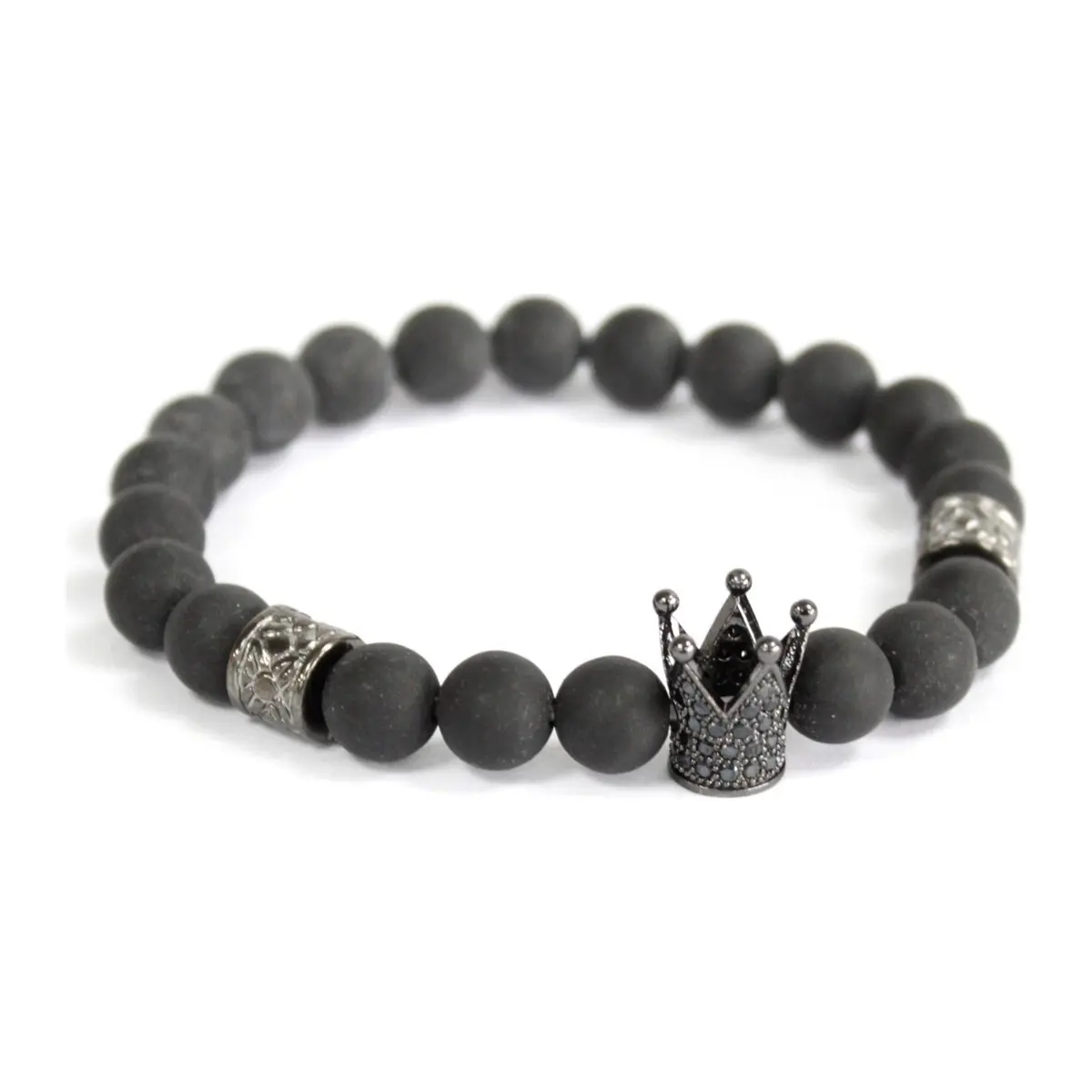Beaded crown charm bracelet