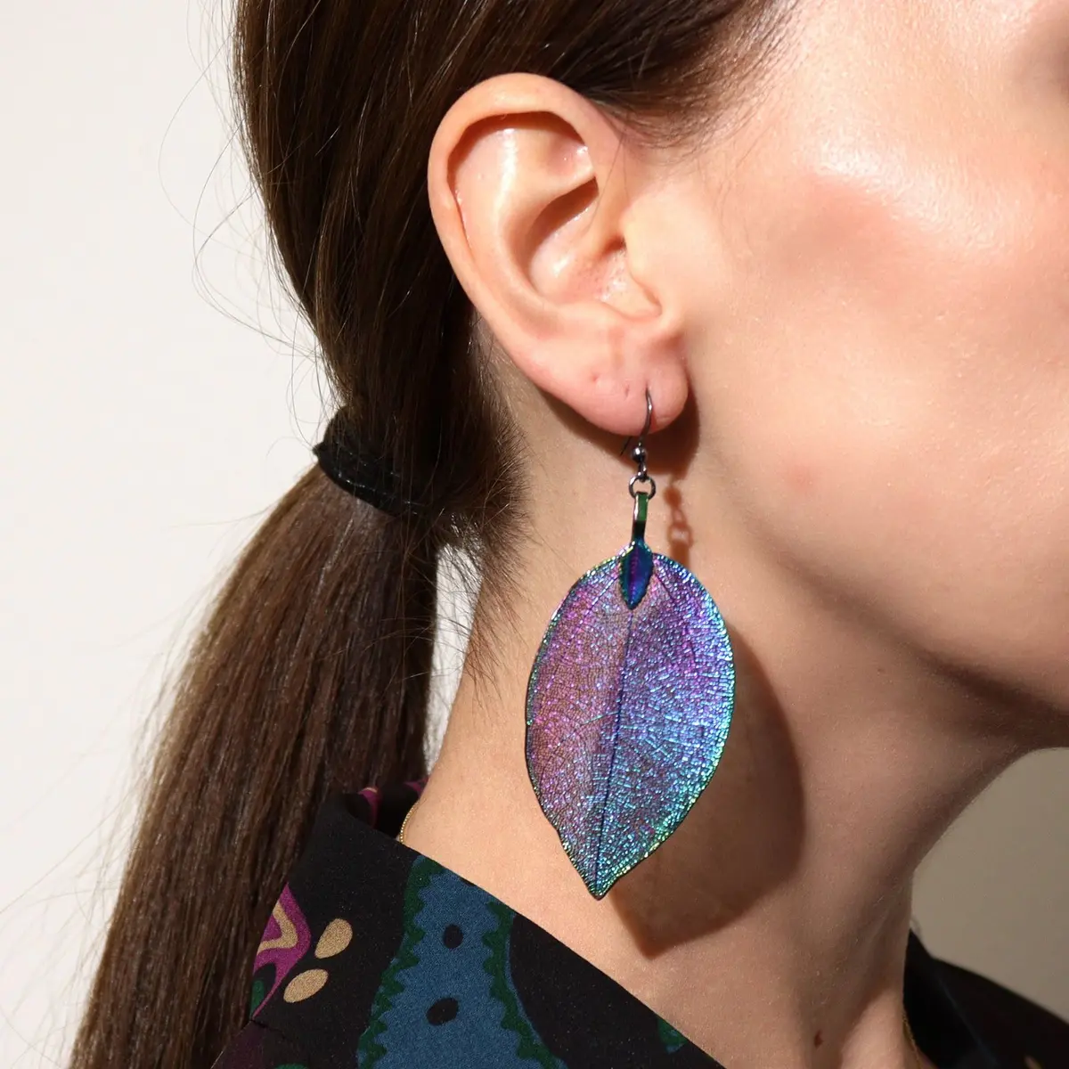 Bravery Leaf earrings made from real leaves turned to metal