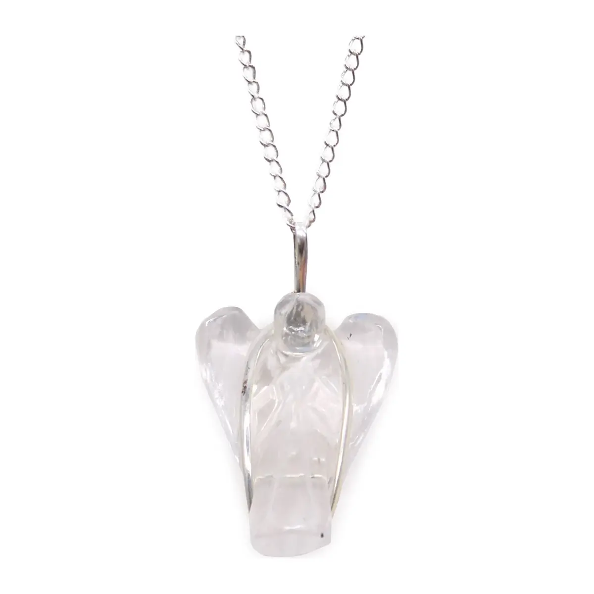 Rose quartz guardian angel pendant