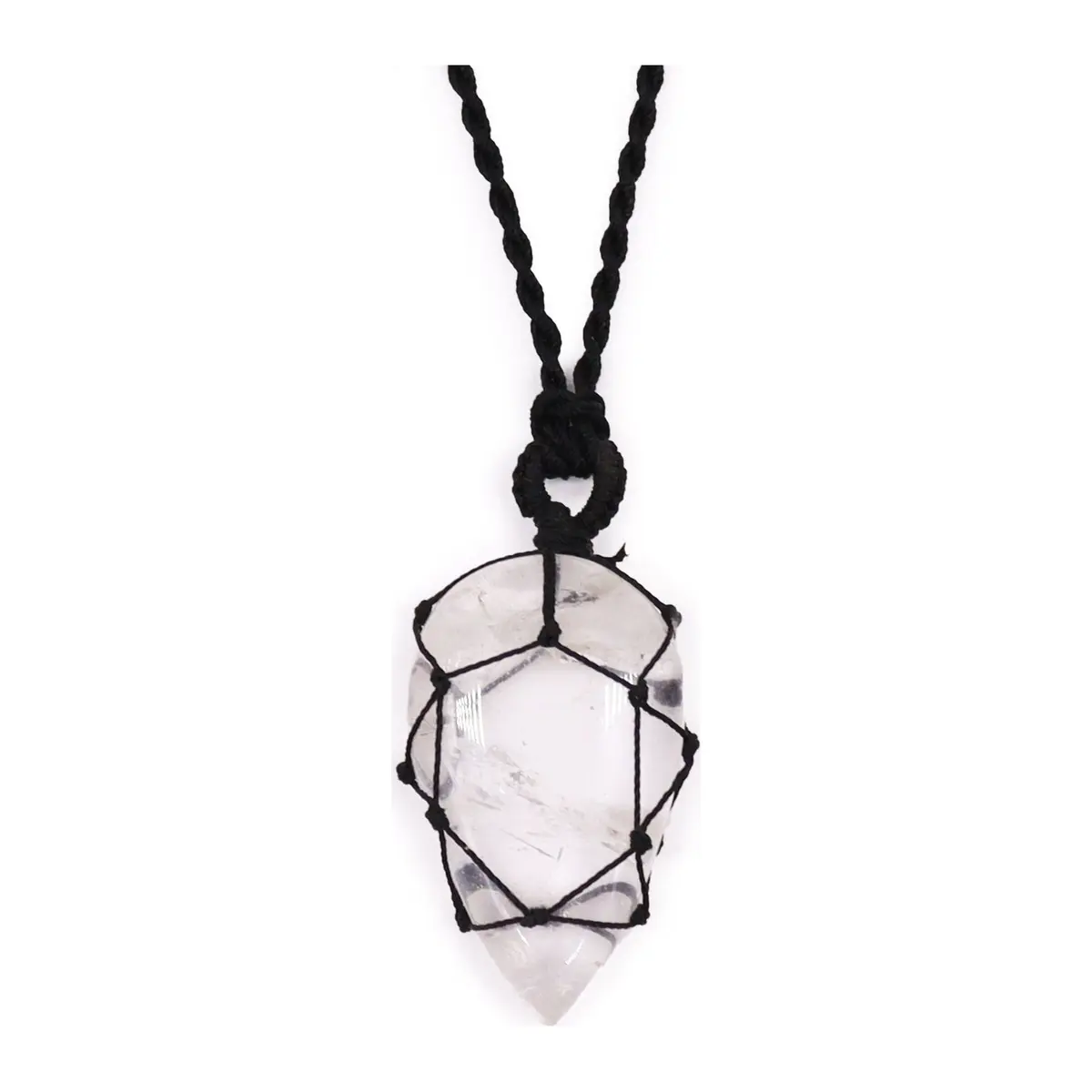 Lace-wrapped gemstone pendant