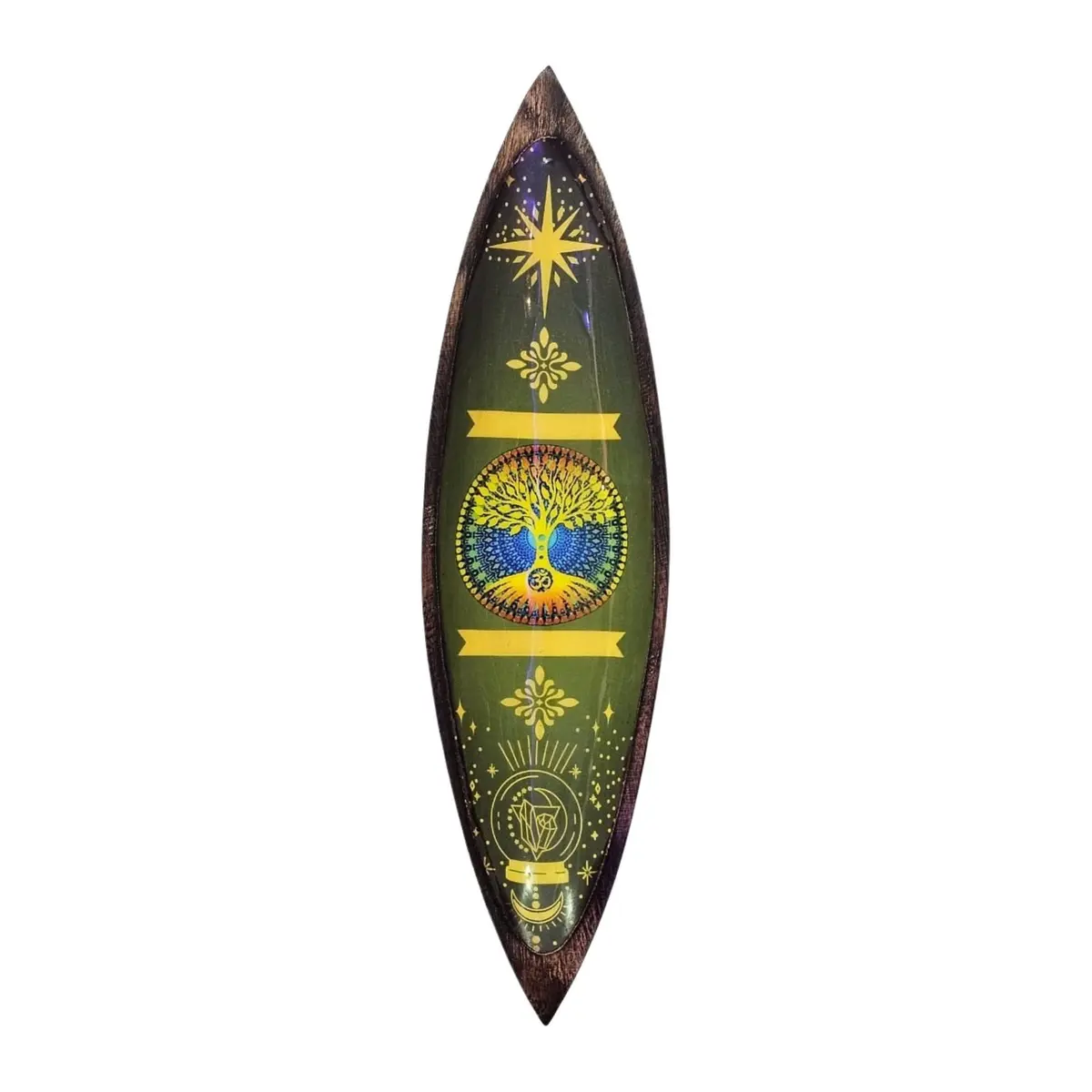 Mango wood incense bowl with enamel tree of life