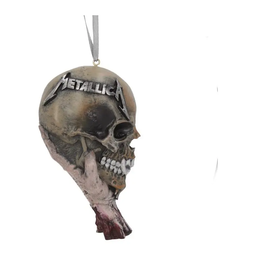 Metallica Sad But True fanged skull hanging ornament with ribbon