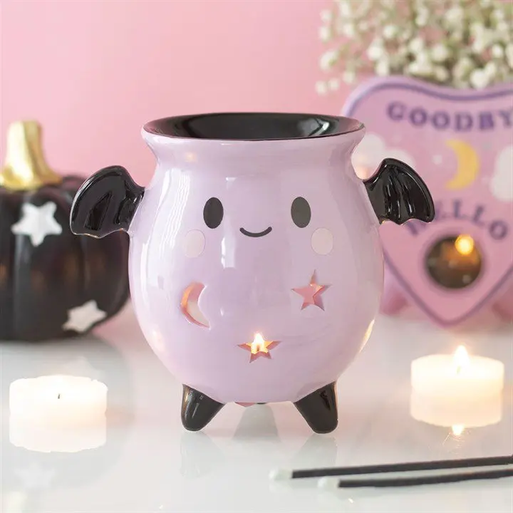 Pastel bat cauldron oil burner