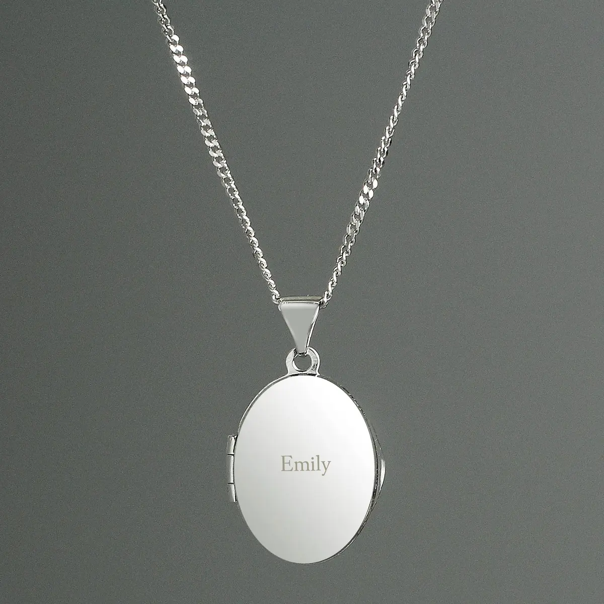 Personalised sterling silver oval locket