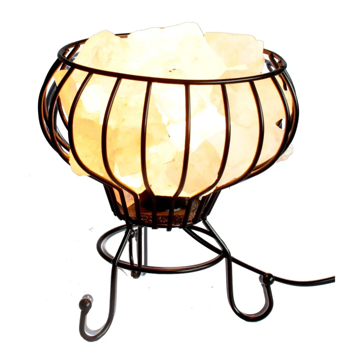 Iron salt rock brazier lamp with white salt