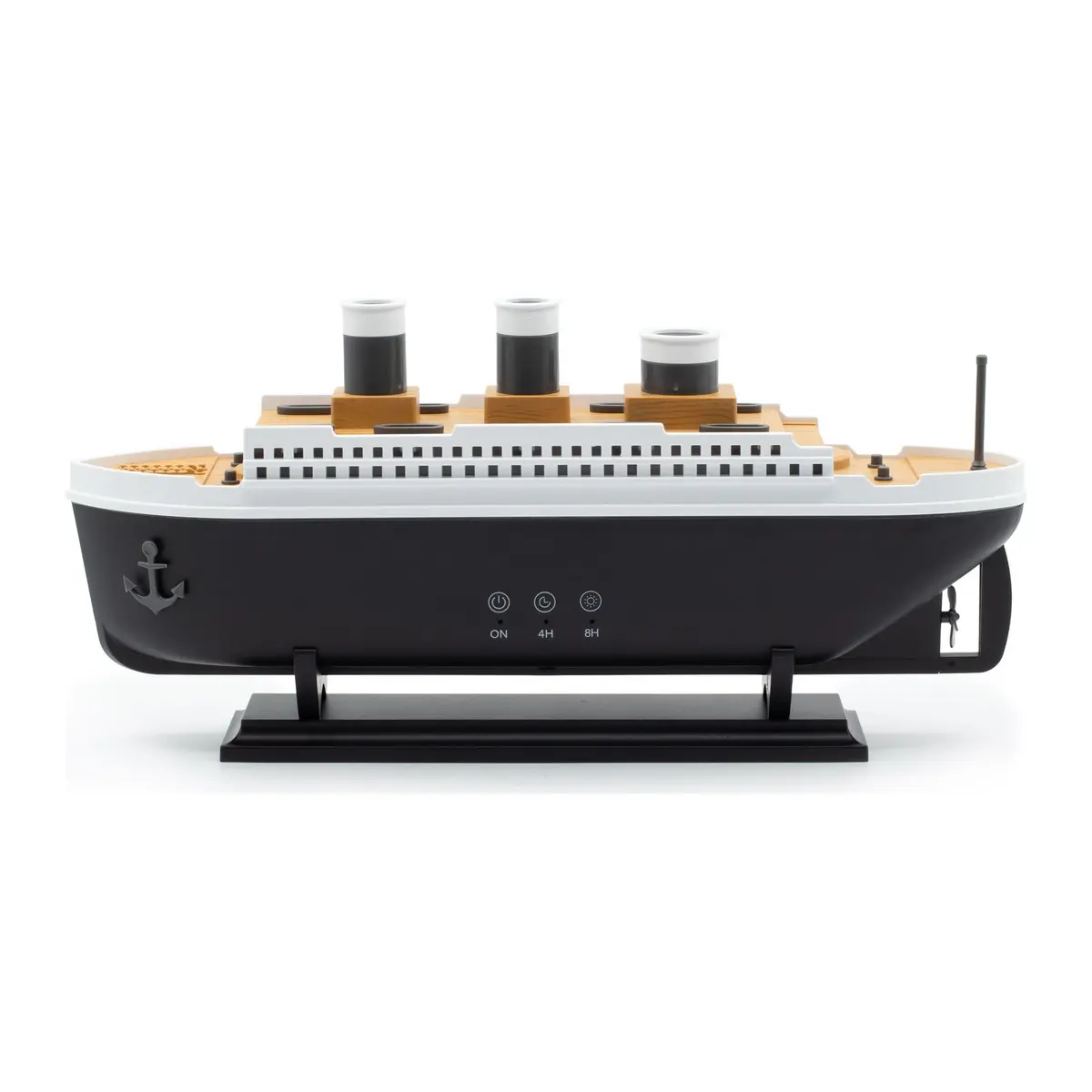 Ship-shaped diffuser with mist from its chimneys