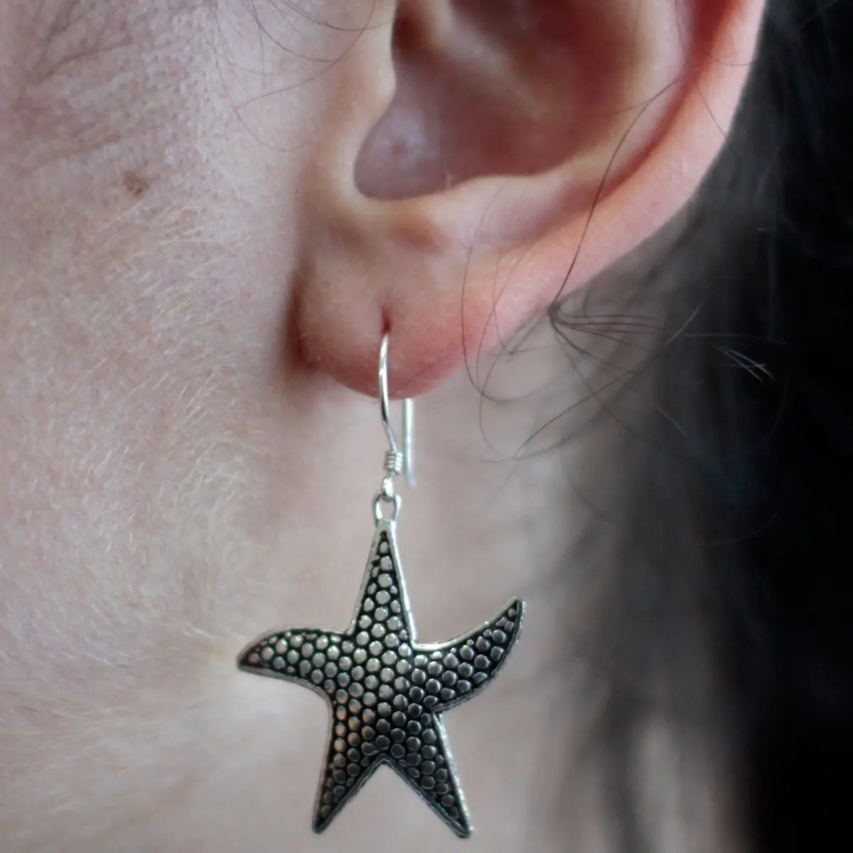 Sterling silver turtle drop earrings