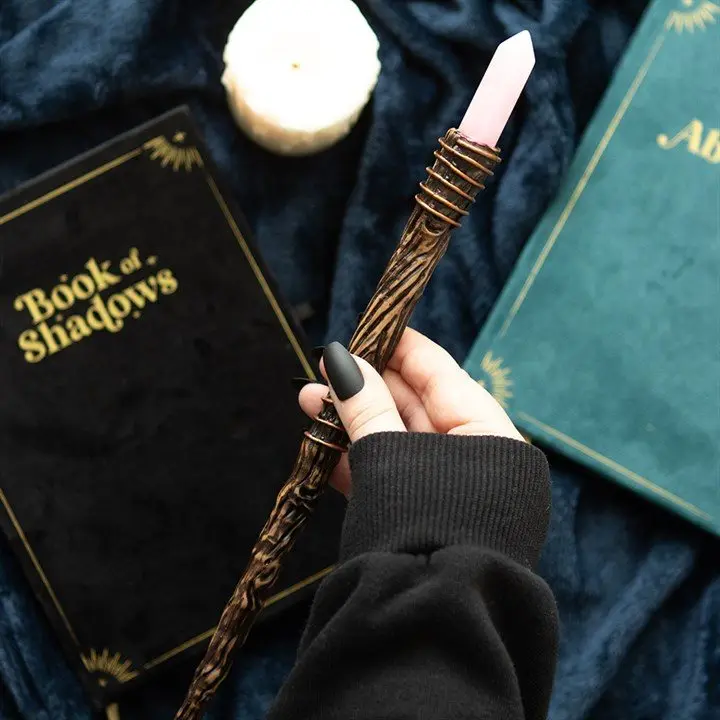 Slim rose quartz crystal wand