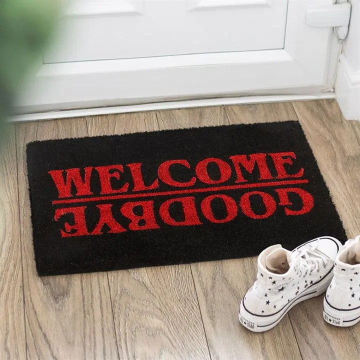 Welcome Goodbye upside-down doormat